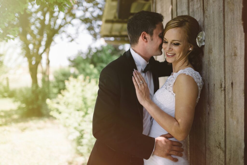 Beautiful bride and groom outdoors